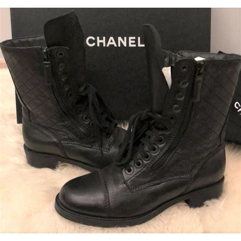 chanel boots black|chanel black combat boots.